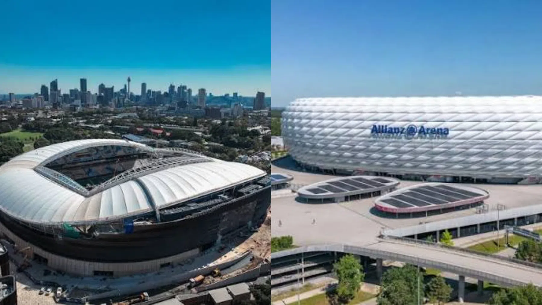 De Allianz Arena in Sydney en die in München